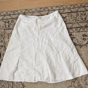 Eileen Fisher White Linen Midi Skirt